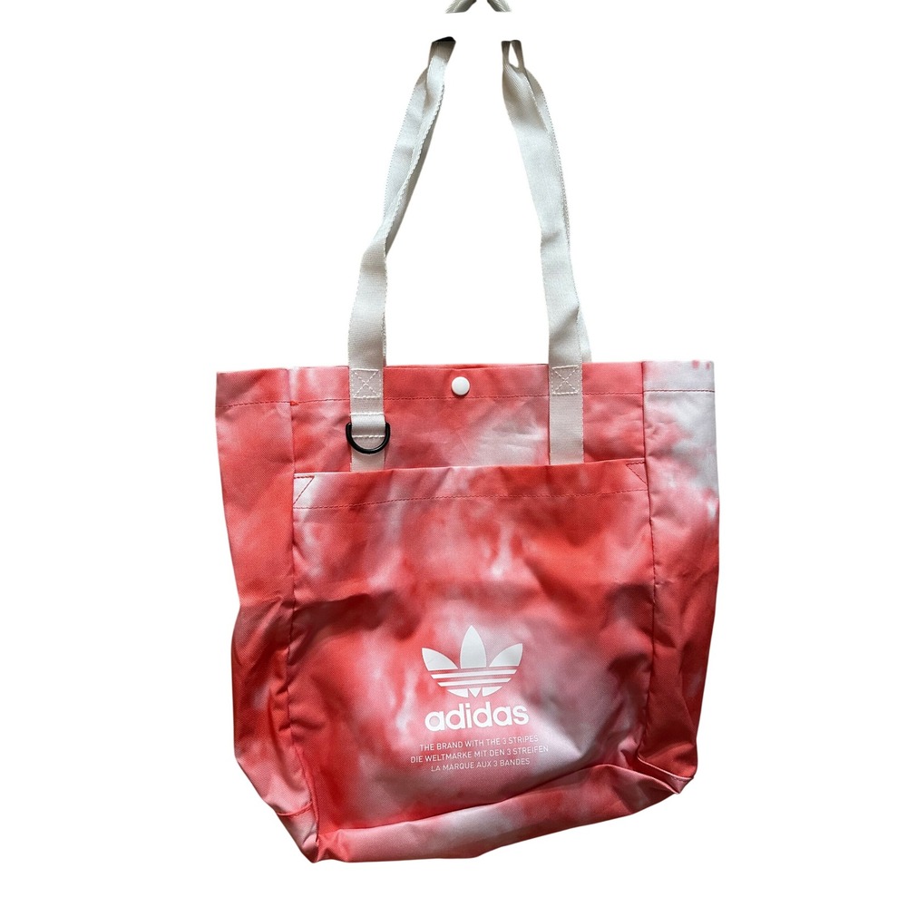 Adidas Originals Tie Dye Tote Bag Red White Trefoil Logo Canvas Shoulder Bag